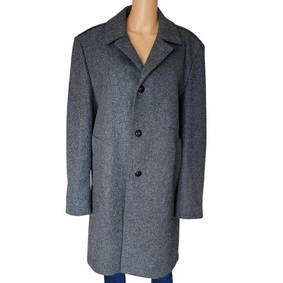 Casualcraft of New York Overcoat Men Size 42 Long Gray Long Sleeve Collared Wool - Picture 2 of 10